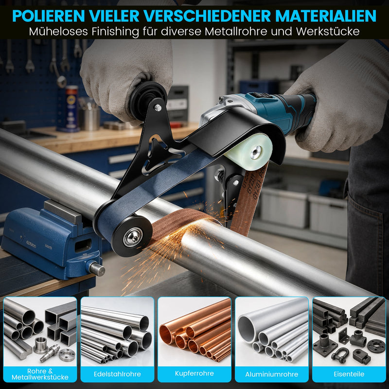 XIIW Akku Rohrbandschleifer 1000 W, 40 x 760 mm, 5500–9000 U/min, 240° Umschlingung, 2 x 4,0 Ah Akkus