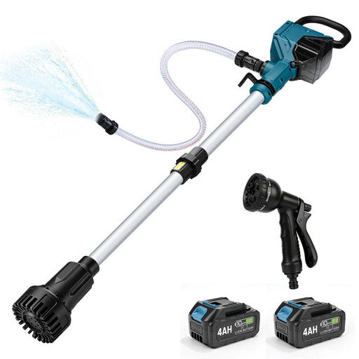 XIIW Akku-Wasserpumpe mit 2×4Ah Akkus, 3600 l/h, 10 m Förderhöhe, 3/4 Zoll – Transferpumpe für Regentonne, Pool, Keller & Garten