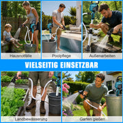 XIIW Akku-Wasserpumpe mit 2×4Ah Akkus, 3600 l/h, 10 m Förderhöhe, 3/4 Zoll – Transferpumpe für Regentonne, Pool, Keller & Garten