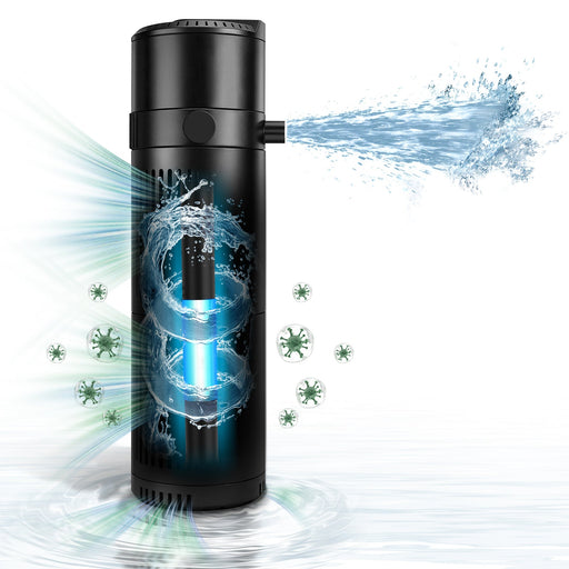 XIIW Aquarium UVC Klärer Pumpe 1200L/H, 4-in-1 UV-C Innenfilter gegen grünes & trübes Wasser, für 180–420L