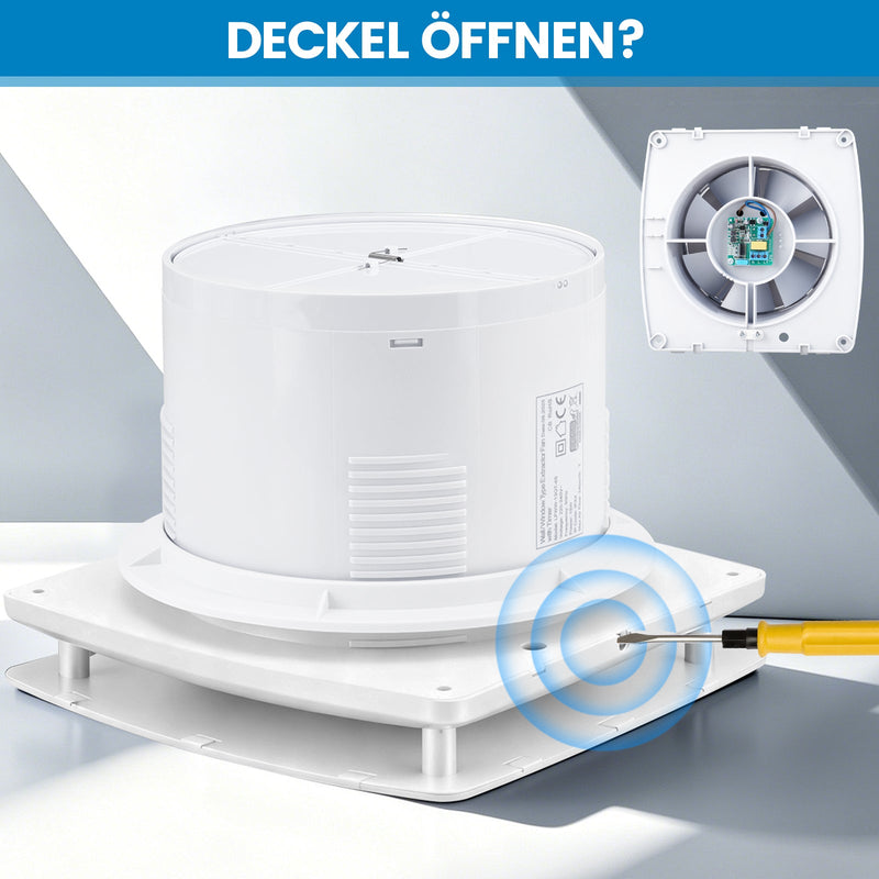 XIIW Ventilatore da condotto 100mm con sensore di umidità e timer | Ventilatore silenzioso per bagno, WC e cucina | Ventilatore a controllo umidità