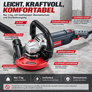XIIW Betonschleifer 2100W Ø125 mm, Sanierungsfräse 3000–9000 U/min, Staubabsaugung, Kantenhaube & Drehzahlregelung