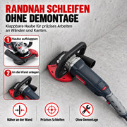 XIIW Betonschleifer 2100W Ø125 mm, Sanierungsschleifer 3000–9000 U/min, Staubabsaugung, Kantenhaube, 2 Schleiftöpfe + 2 Trennscheiben
