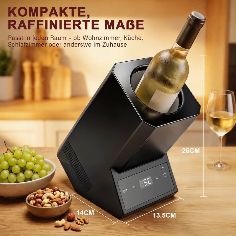 XIIW Elektrisk vinkøler med touchscreen 5 - 18℃ | Støjsvag flaskekøler 39 dB til vin & champagne | Smart vintempererer, sort