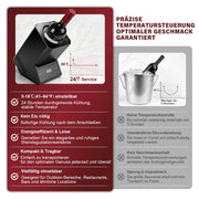 XIIW Elektrisk vinkøler med touchskærm 5 - 18℃ | Støjsvag flaskekøler 39 dB til vin & champagne | Smart vinkøler sort