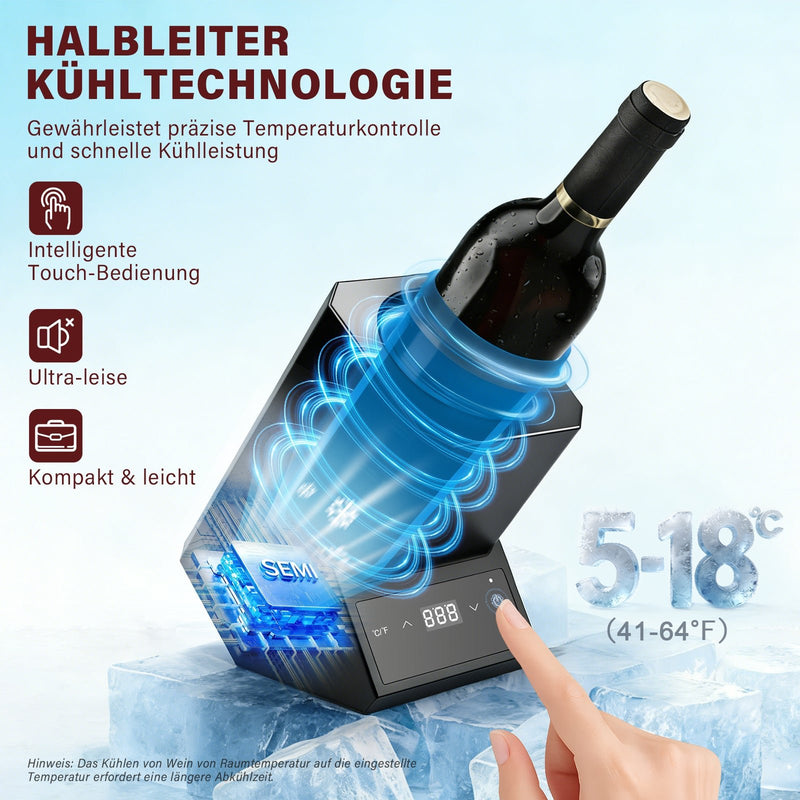 XIIW elektrisk vinkøler med touchscreen 5-18℃ | lydsvag flaskekøler 39 dB til vin & champagne | smart vintemperator sort