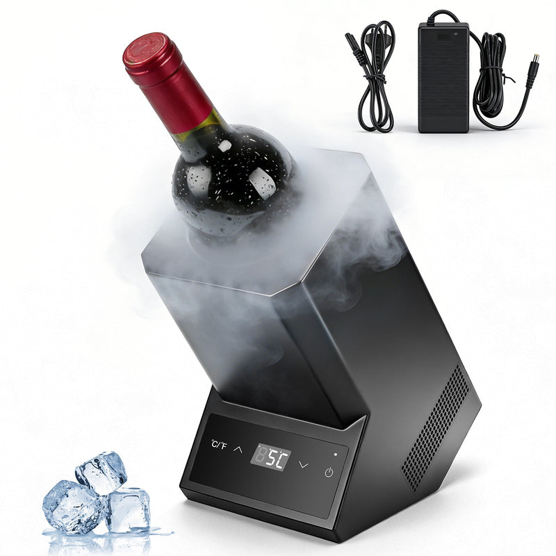 Elektrisk vinkøler med touchscreen 5 - 18℃ | Støjsvag flaske-køler 39dB til vin & champagne | Smart vintempererer, sort