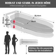 height-adjustable wall ironing board – foldable and space-saving for small apartments – 92 x 31 cm, up to 15 kg