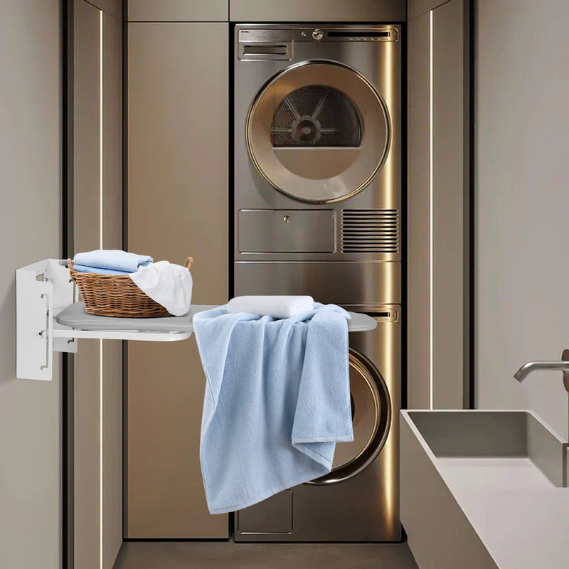 XIIW Height-adjustable wall-mounted ironing board – foldable and space-saving for small apartments – 92 x 31 cm, up to 15 kg