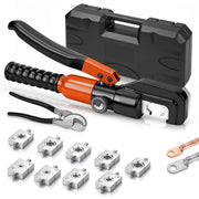 XIIW Hydraulische Crimpzange 4–50 mm² – Kabelschuhzange mit 9 Pressbacken, Kabelschneider und Transportkoffer