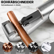 XIIW Hydraulische Rohrpresszange 100 kN mit 9 Pressbacken – V- & TH-Kontur 12–32 mm, Komplettset mit Rohrabschneider, Entgrater und Koffer