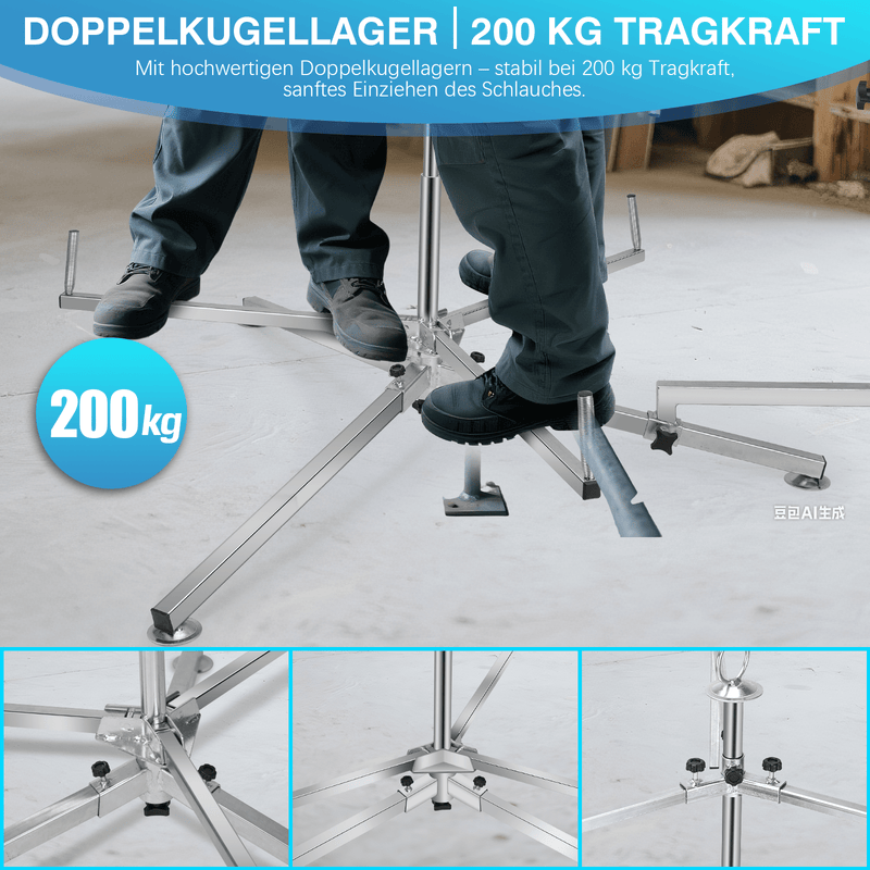 XIIW professionell röravrullare med 200 kg bärförmåga | rörhaspel för golvvärme i DC03-stål | justerbar avrullare för PEX-rör och kablar upp till 600 m