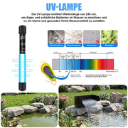 XIIW Teich-Wasserfall-Set mit 3000 l/h Pumpe, UVC-Klärer, RGB-Beleuchtung und Edelstahl-Wasserfall
