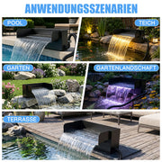 XIIW Teich-Wasserfall-Set mit 3000 l/h Pumpe, UVC-Klärer, RGB-Beleuchtung und Edelstahl-Wasserfall