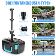 XIIW Teichfilter mit UVC, 45W-Pumpe 3000 l/h, RGB-Licht, 3 Springbrunnendüsen & Wasserfall