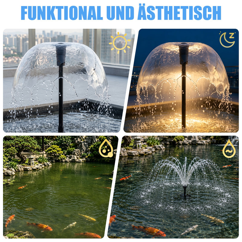 XIIW Teichfilter mit UVC, 45W-Pumpe 3000 l/h, RGB-Licht, 3 Springbrunnendüsen & Wasserfall