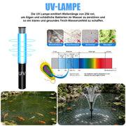 XIIW Teichfilter mit UVC, 45W-Pumpe 3000 l/h, RGB-Licht, 3 Springbrunnendüsen & Wasserfall