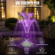 XIIW Teichfilter mit UVC, 45W-Pumpe 3000 l/h, RGB-Licht, 3 Springbrunnendüsen & Wasserfall