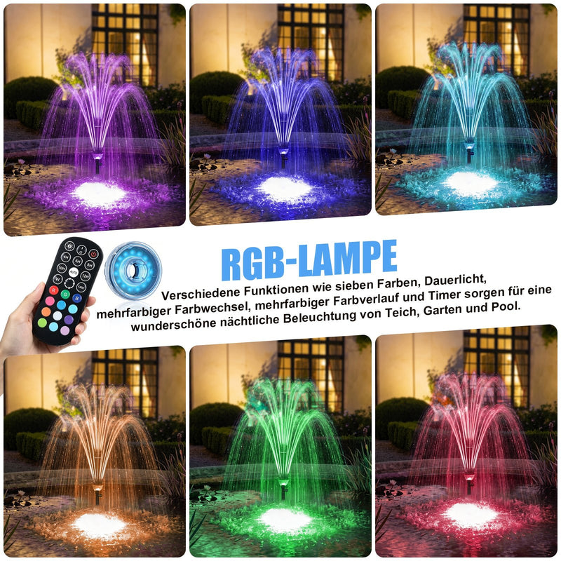 XIIW Teichfilter mit UVC, 45W-Pumpe 3000 l/h, RGB-Licht, 3 Springbrunnendüsen & Wasserfall