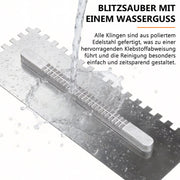 Zahn smoothing trowel set – 6 replaceable blades, ergonomic handle, ideal for tiles, natural stone, concrete & flooring
