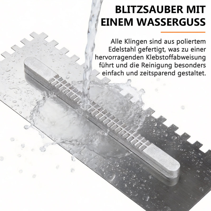 Zahn smoothing trowel set – 6 replaceable blades, ergonomic handle, ideal for tiles, natural stone, concrete & flooring