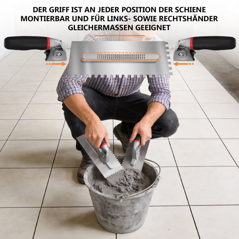 Tile trowel set – 6 replaceable blades, ergonomic handle, ideal for tiles, natural stone, concrete & flooring