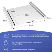 Mellanram med utdragbar hylla i stål | 60x54cm | Max.100kg för tvättmaskin och torktumlare