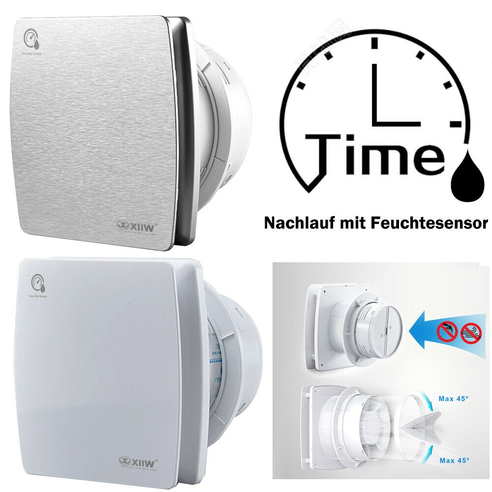 Quiet bathroom fan | with humidity sensor / overrun timer | Ø 100mm | with exhaust air