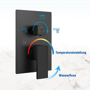 Unterputz Duschsystem Regendusche - mit Badewanne - Schwarz