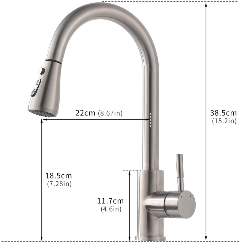 XIIW sink mixer tap | Retractable hose | 360° | with spray head | Pull-out | 3 spray modes|
