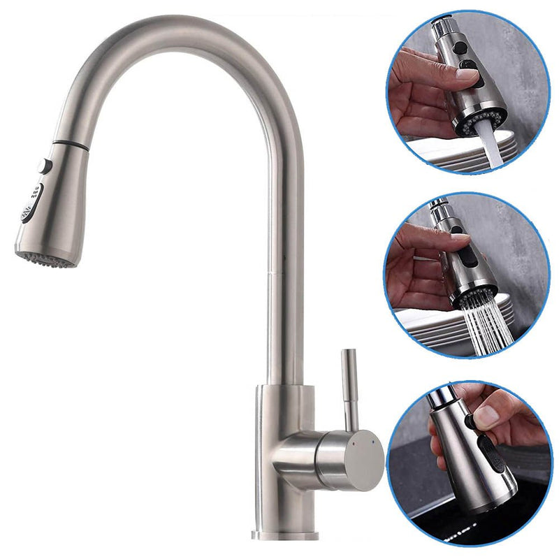 XIIW Sink Faucet Mixer Tap | Retractable Hose | 360° | With Spray Head | Pull-Out | 3 Spray Modes|